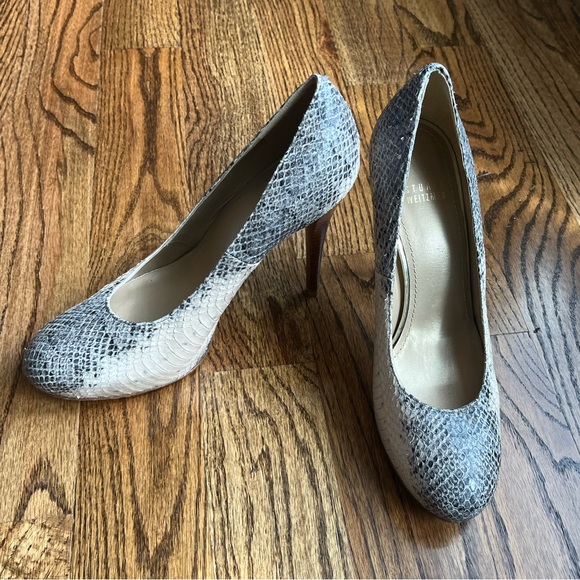 Amazing Condition Stuart Weitzman Snakeskin Heels SZ 9 - Picture 7 of 15